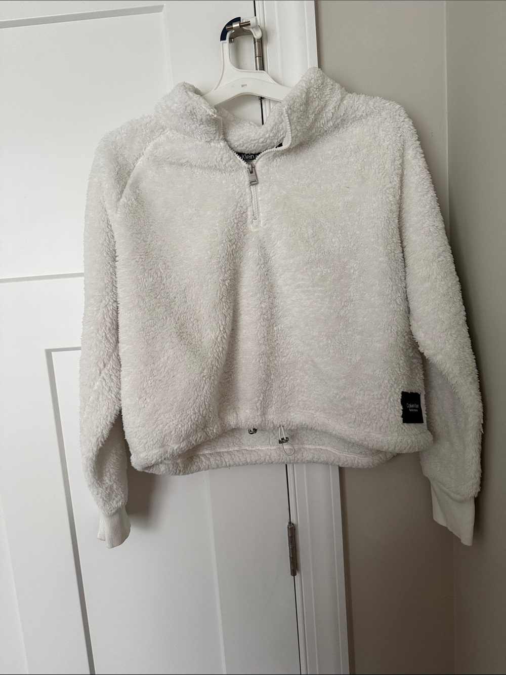 Calvin Klein Performance White Sherpa Half-Zip Jacket